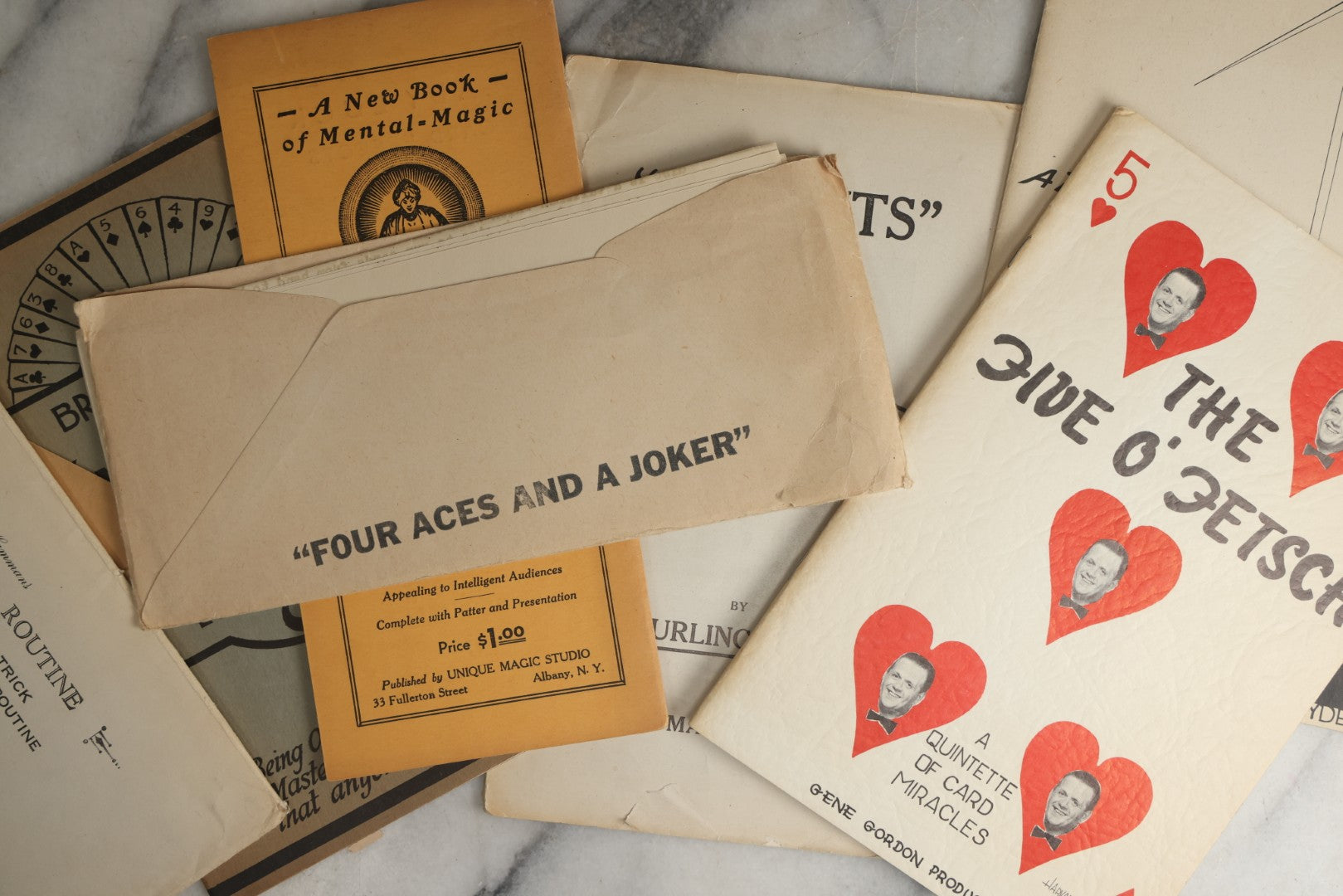 Lot 103 - Grouping Of Vintage Magic Ephemera Including Card Trick Booklets, Sleight Of Hand Booklet, Etc. 8+ Pieces