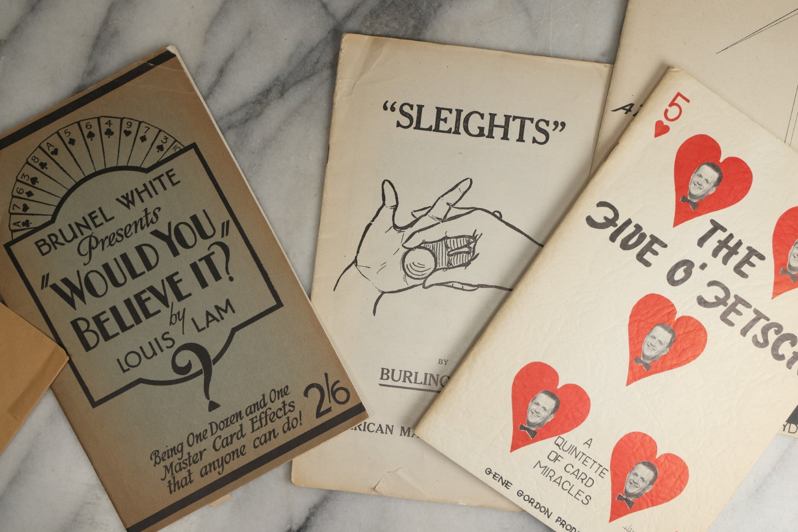 Lot 103 - Grouping Of Vintage Magic Ephemera Including Card Trick Booklets, Sleight Of Hand Booklet, Etc. 8+ Pieces