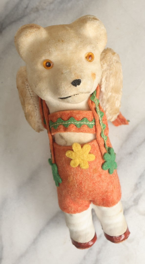Lot 104 - Vintage Wind Up Dancing Bear In Lederhosen Toy, Likely German, Works, Moves Around Via Vibration, Overall Height 5-7/8"