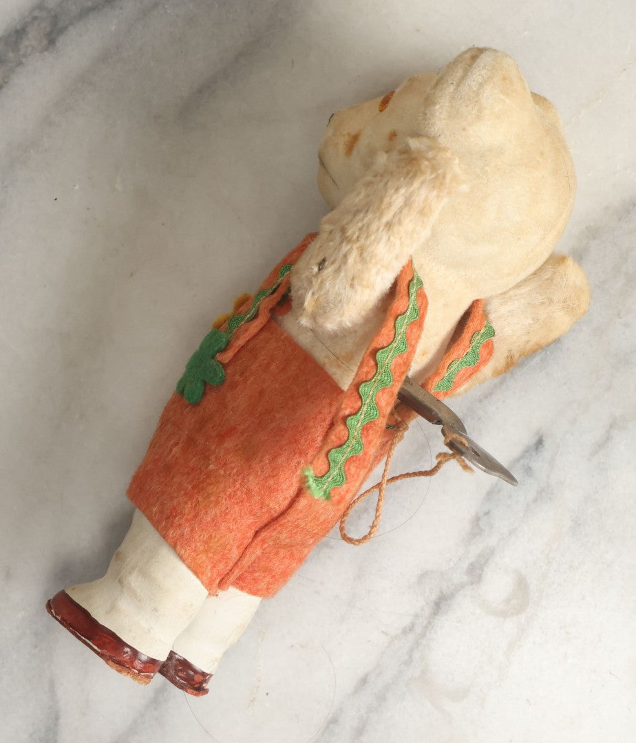 Lot 104 - Vintage Wind Up Dancing Bear In Lederhosen Toy, Likely German, Works, Moves Around Via Vibration, Overall Height 5-7/8"