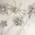 Lot 107 - Grouping Of Five Vintage Blingy Rhinestone Jewelry Brooches Including Spider Brooch