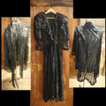 Lot 001 - Three Piece Antique Victorian Mourning Black Lace Ensemble Including Gown, Shawl, And Skirt Topper