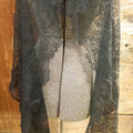 Lot 002 - Antique Early 20th Century Black Lace Mourning Shawl With Floral Pattern Design