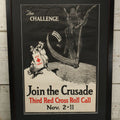 Lot 003 - Antique World War One American Red Cross Propaganda Poster, "The Challenge, Join The Crusade," With Angel Of Death Motif, Third Red Cross Roll Call, Professionally Framed