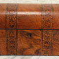 Lot 013 - Antique Wooden Tea Caddy With Intricate Star Inlaid Design, Lift Top Lid, Two Interior Lids