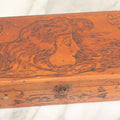 Lot 014 - Antique Pyrography Flemish Art Gibson Girl Style Lift Top Neck Tie Box, Given As A Gift To Mr. Fred Horn From Lenora, Signed On Bottom