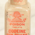 Lot 022 - Antique Codeine Sulphate 500 Tablet Pharmacy Bottle, By Taliby-Nason Company, Pharmaceutical Manufacturers, Boston, Massachusetts