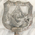 Lot 054 - Vintage Junior Order Of United American Mechanics Jr. O.U.A.M. Cast Metal Grave Marker With Fraternal Symbols