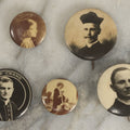 Lot 064 - Grouping Of Five Vintage Pinback Buttons With Priests, Religious Themes, Including Bishop Crane, And Others
