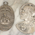 Lot 070 - Pair Of Vintage Pressed Metal Religious Plaques Including Jesus "I Will Bless Every Place" Home Blessing Plaque