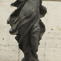 Lot 095 - Antique Spelter Statue Of Woman In Windswept Gown, Dancing, With Stars Around Spelter Base, On Wooden Pedestal