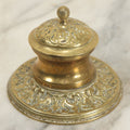 Lot 097 - Antique Brass Repoussé Inkwell With Classical Design, Brass Insert