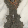 Lot 098 - Antique Cast Metal Door Knob Plate And Escutcheon With Bird And Anchor Motif, Nautical Swinging Keyhole Cover