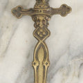 Lot 099 - Antique Cast Metal Sword Dagger Letter Opener With Praying Nun, Virgin Mary Finial