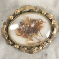Lot 103 - Antique Victorian Seaweed Work Domed Glass Cabochon Brooch With Gold Toned Metal, Note Loose Bits Inside Dome