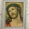 Lot 009 - Antique Chromolithograph Print Of Jesus Christ In Silver Painted Wooden Frame