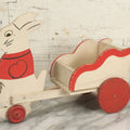 Lot 015 - Vintage Folk Art Wood Cut Peter Rabbit Pull-Along Toy, Dolls Carriage, Hand Painted