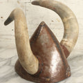 Lot 018 - Vintage Theater Costume Welded Metal Viking Helmet With Real Animal Horns