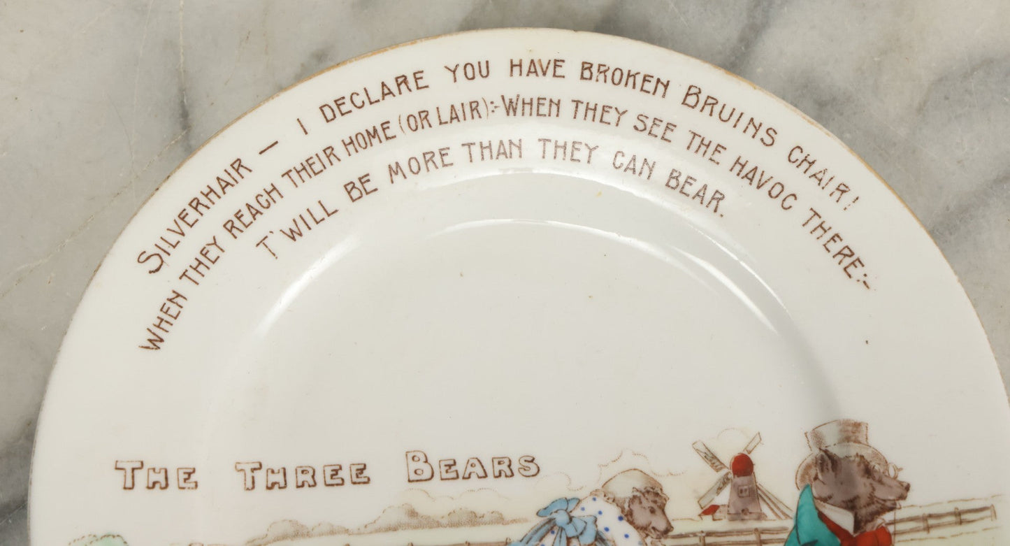 Lot 023 - Antique English Transferware Child's Nursery Plate With The Three Bears, Goldilocks, The Foley China, England, rd. 397892