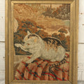 Lot 029 - Antique Cut-To-Size Kitten Embroidery In Vintage Frame, Note Wear And Losses