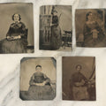 Lot 040 - Grouping Of Five Antique Tintype Photographs Of Women Posing With Books