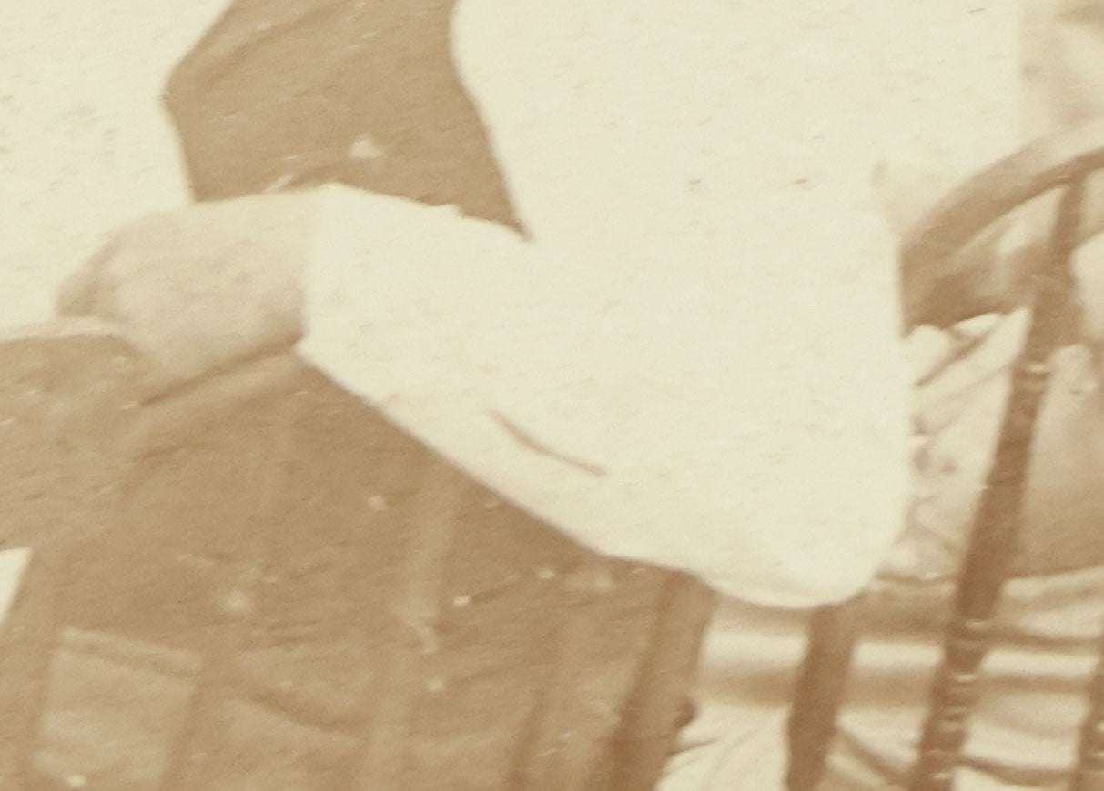 Lot 094 - Antique Framed Boarded Photograph Of A Large Family Gathering Meal Outside, Possibly Thanksgiving Or Like Occasion, With Many Men, Women, And Children In Photo, Overall Dimensions 11-1/2" x 9-3/8"