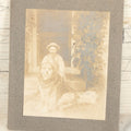Lot 095 - Antique Boarded Photograph Of A Man Sitting On His Stoop With His Giant Dog