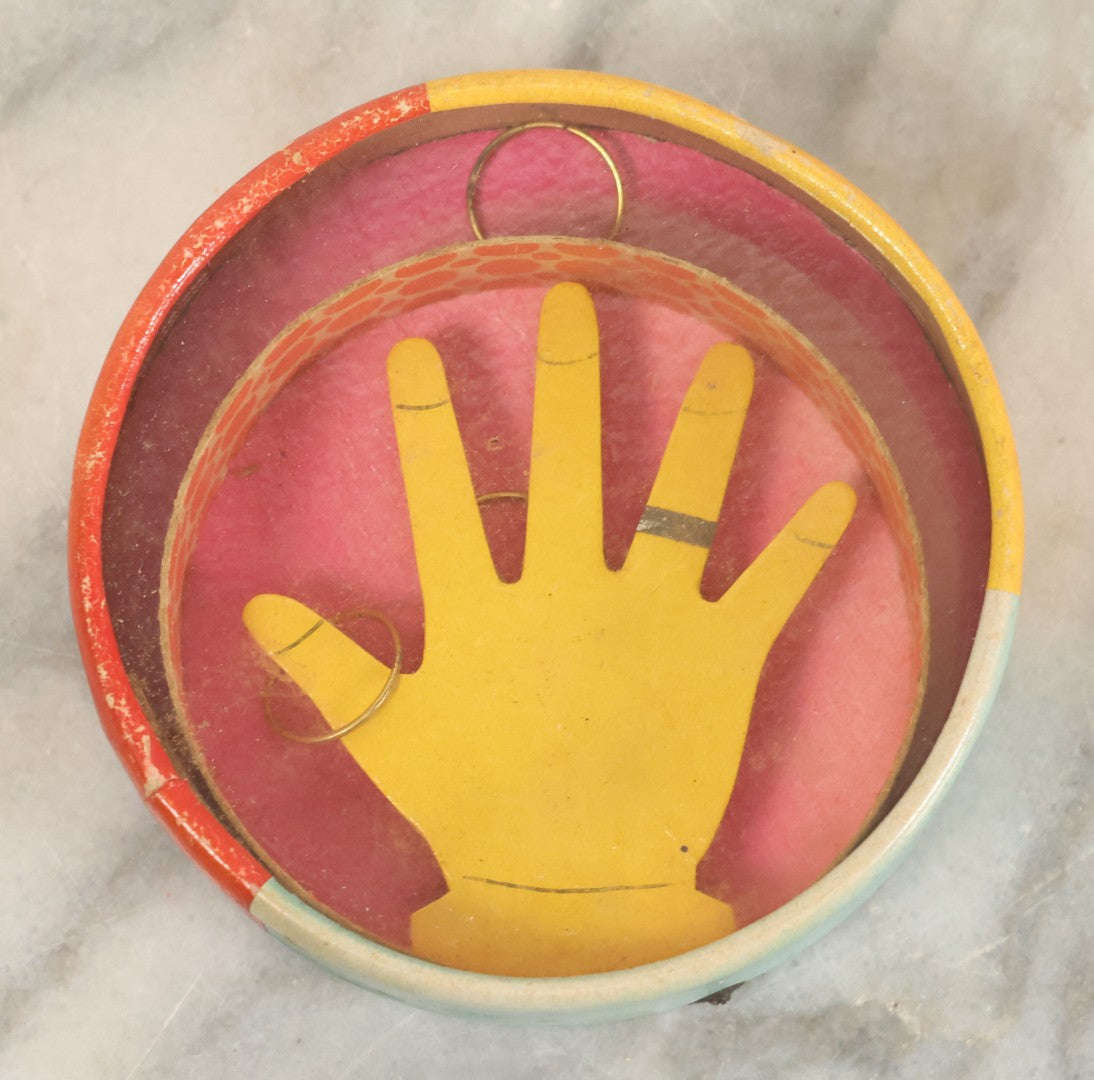 Lot 125 - Vintage Dexterity Game Toy With Hand, Rings, Made In Japan