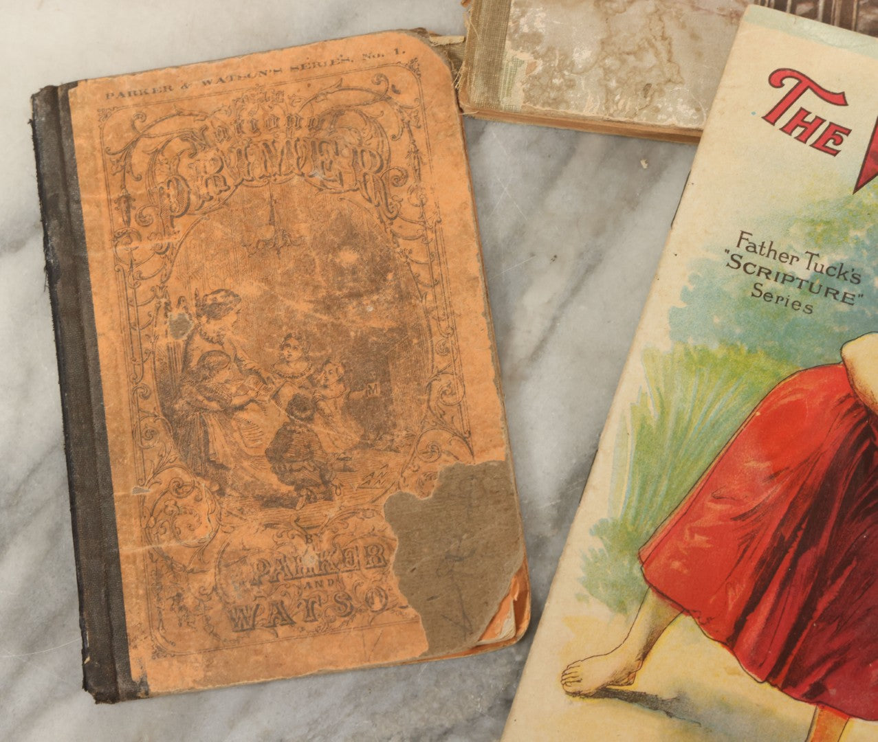 Lot 139 - Grouping Of Six Antique Children's Books Including "Mon Histoire De France," "The Overall Boys," "The Vineyard," "Nursery Rhymes," And Others, Fair To Poor Condition 