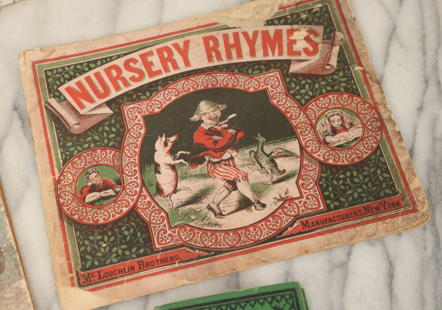 Lot 139 - Grouping Of Six Antique Children's Books Including "Mon Histoire De France," "The Overall Boys," "The Vineyard," "Nursery Rhymes," And Others, Fair To Poor Condition 