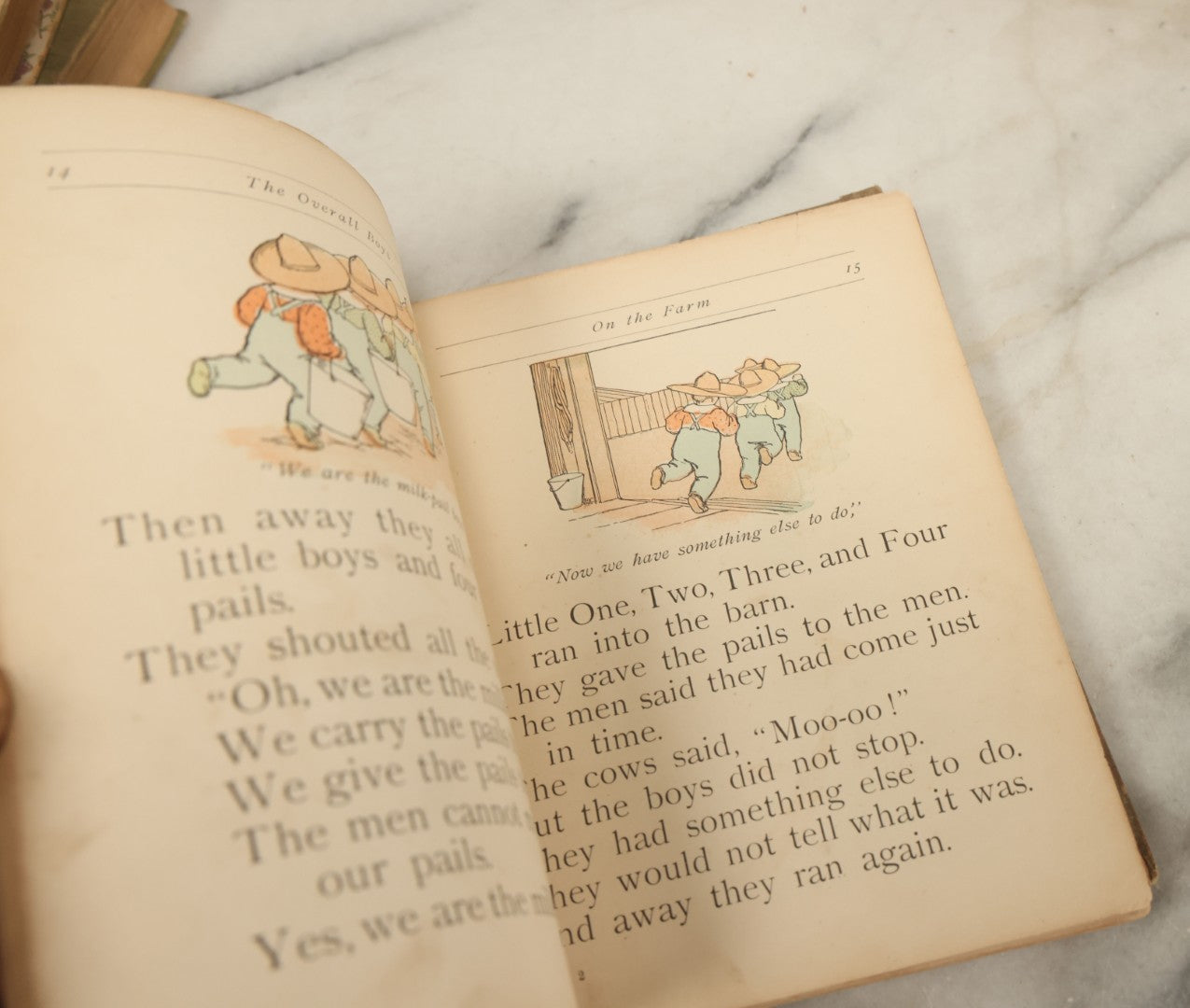 Lot 139 - Grouping Of Six Antique Children's Books Including "Mon Histoire De France," "The Overall Boys," "The Vineyard," "Nursery Rhymes," And Others, Fair To Poor Condition 