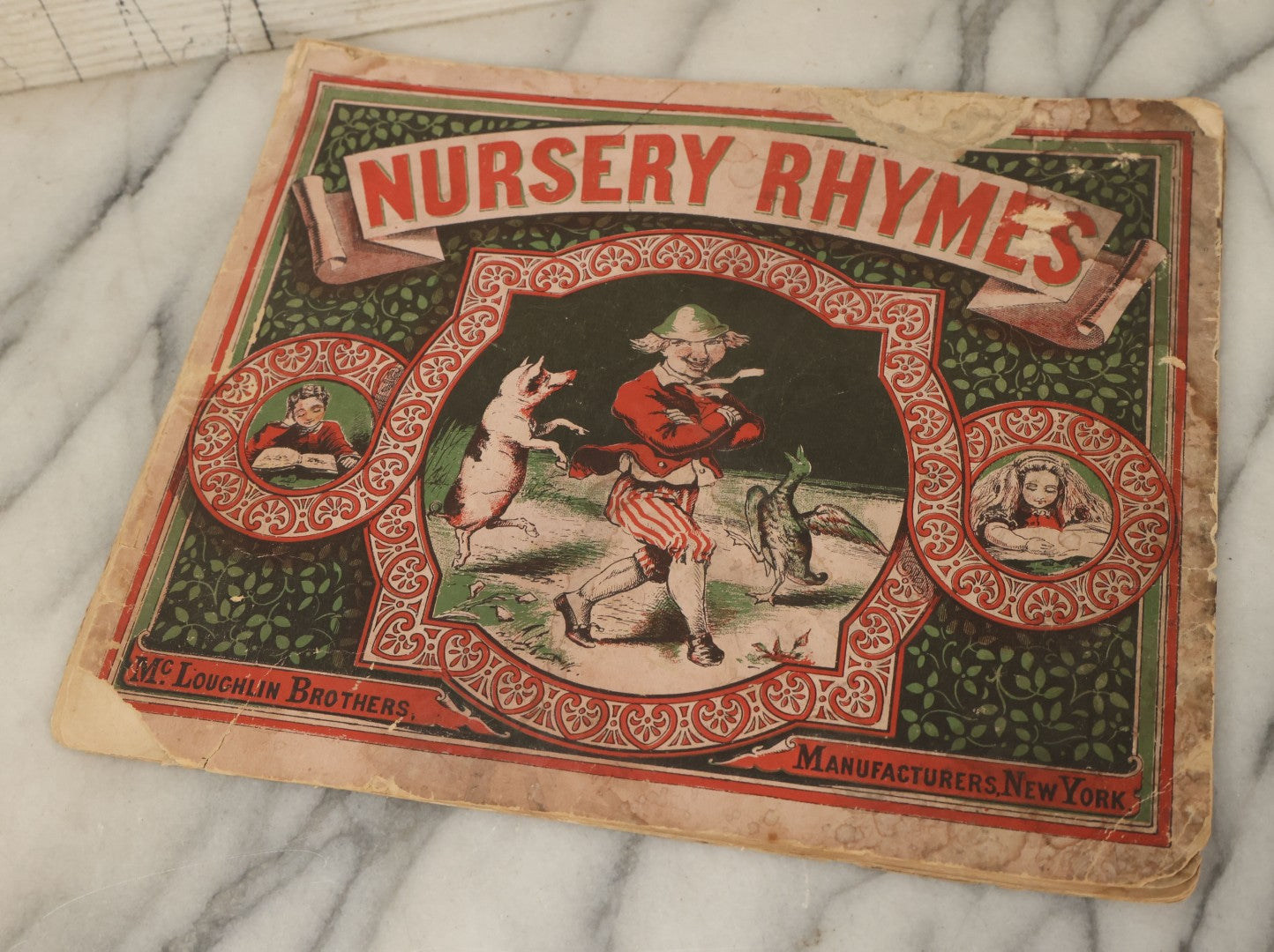 Lot 139 - Grouping Of Six Antique Children's Books Including "Mon Histoire De France," "The Overall Boys," "The Vineyard," "Nursery Rhymes," And Others, Fair To Poor Condition 