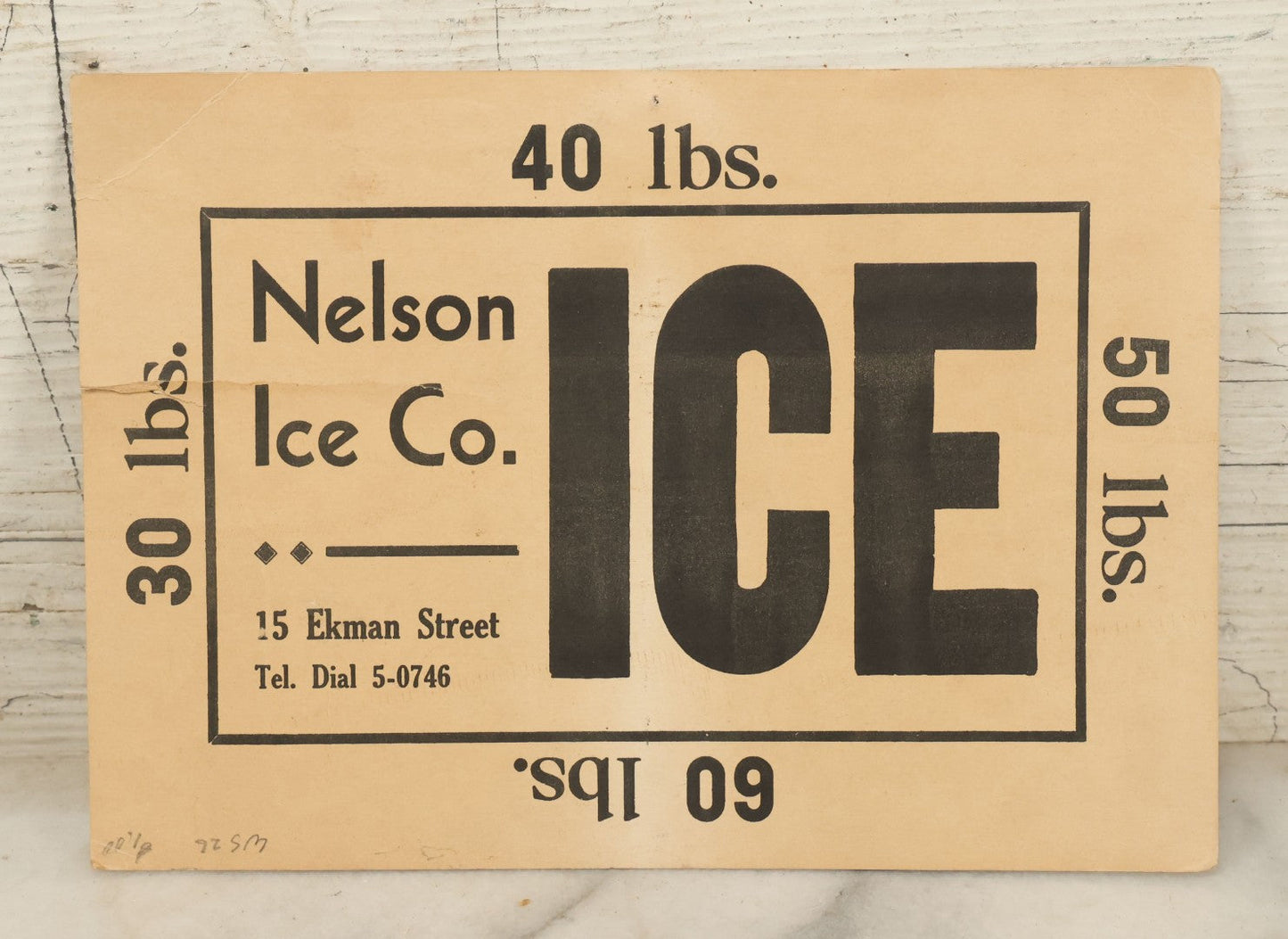 Lot 141 - Antique Nelson Ice Co. Advertising Placard, Ice And Highest Grades Of Range And Fuel Oils, As Found, Creased And Torn