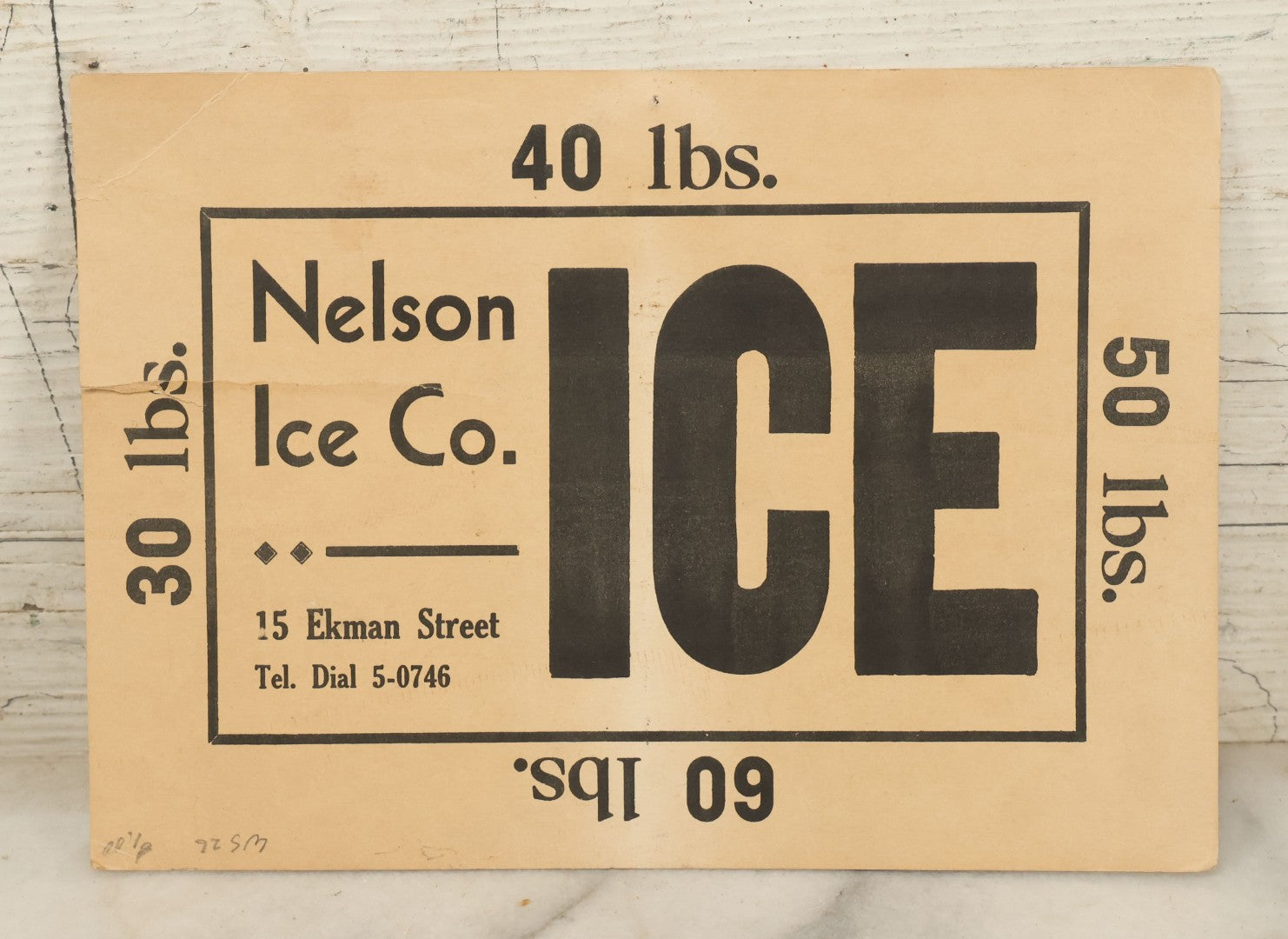 Lot 141 - Antique Nelson Ice Co. Advertising Placard, Ice And Highest Grades Of Range And Fuel Oils, As Found, Creased And Torn