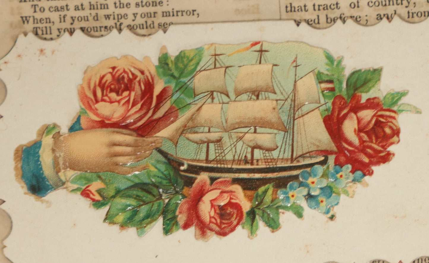 Lot 142 - Grouping Of Mixed Antique Ephemera As Found Including Early Hand Colored Winter Engraving, Friends' Reading Room Association Card, Numerous Tobacco Cards, Die Cuts, Etc., Approximately 35+ Pieces