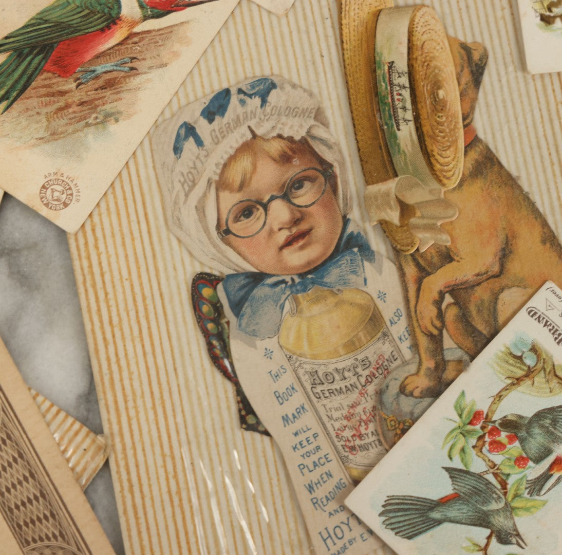 Lot 142 - Grouping Of Mixed Antique Ephemera As Found Including Early Hand Colored Winter Engraving, Friends' Reading Room Association Card, Numerous Tobacco Cards, Die Cuts, Etc., Approximately 35+ Pieces