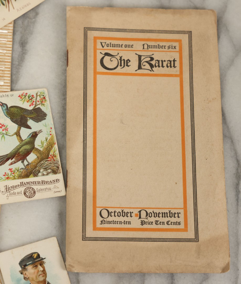 Lot 142 - Grouping Of Mixed Antique Ephemera As Found Including Early Hand Colored Winter Engraving, Friends' Reading Room Association Card, Numerous Tobacco Cards, Die Cuts, Etc., Approximately 35+ Pieces