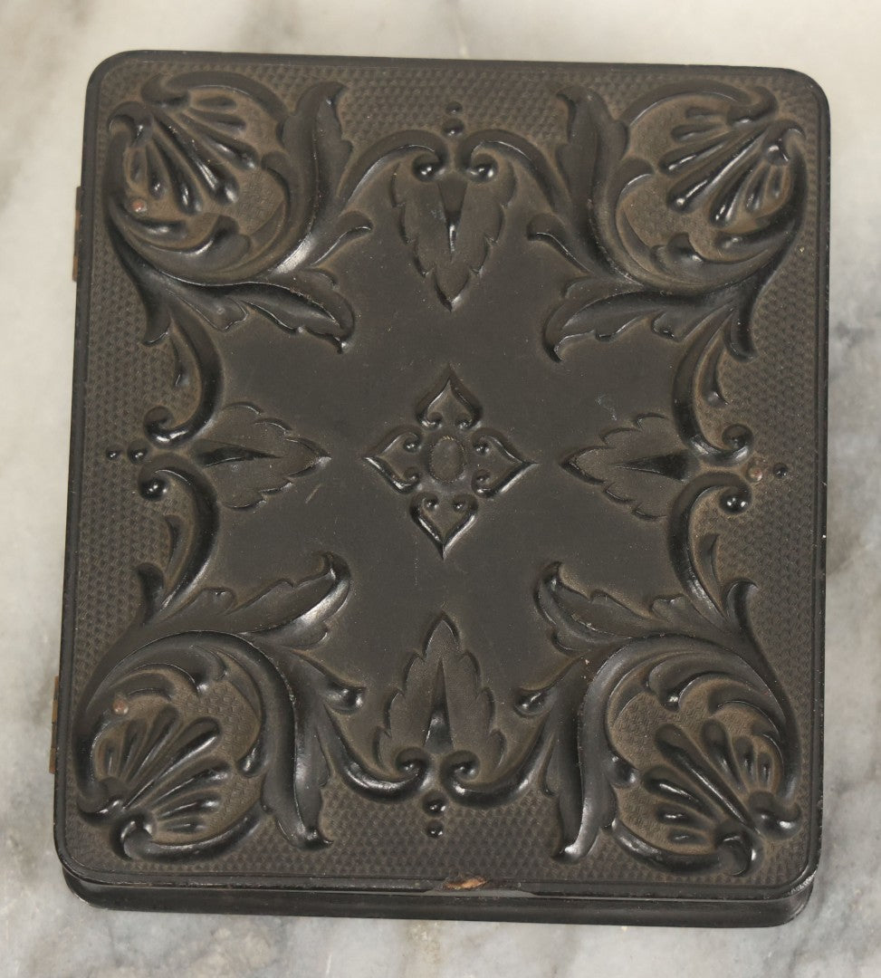 Lot 013 - Antique 1/6th Plate Daguerreotype Photograph Of A Young Girl In A White Dress Holding Her Hand To Her Chest, In Thermoplastic Case Manufactured By Hoolmes, Booth, & Haydens' Daguerreotype, Photographic, And Ambrotype Goods