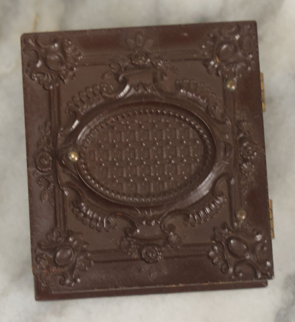 Lot 015 - Antique 1/16th Plate Ambrotype Photograph Of A Man With A 1000 Yard Stare A Comically Wide White Bowtie In A Thermoplastic Case, Genuine Union Case, Improved, Manufactured By S. Peck & Co.