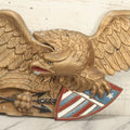 Lot 017 - Large Vintage Cast Aluminum Painted Eagle Wall Hanger, Patriotic Americana Decor, Holding Shield And Arrows, 41" Wingspan