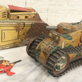 Lot 020 - Pair Of Vintage Tin Lithograph Toy Tanks Manufactured By Marx Toys, Fair Condition, Both Have Damage