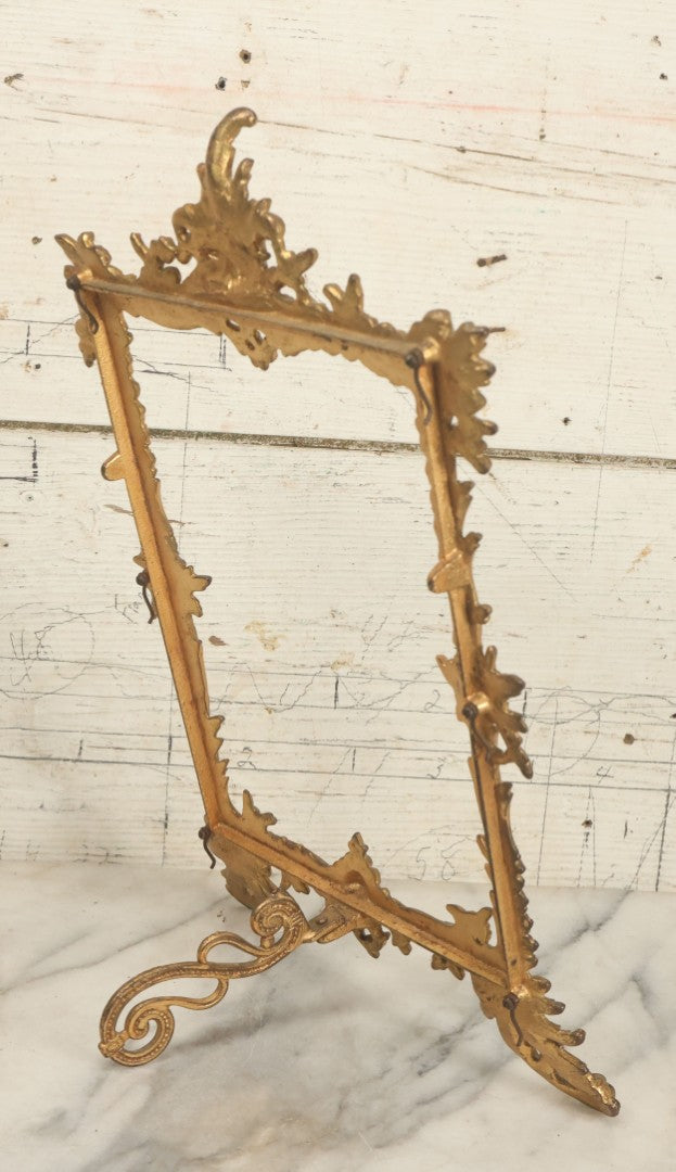 Lot 021 - Antique Brass Ormolu Ornate Rococo Baroque Picture Frame, No Glass In Frame, Overall Dimensions 9-1/2"W x 15-3/8"H, Frame Will Accept 7"W x 10"H