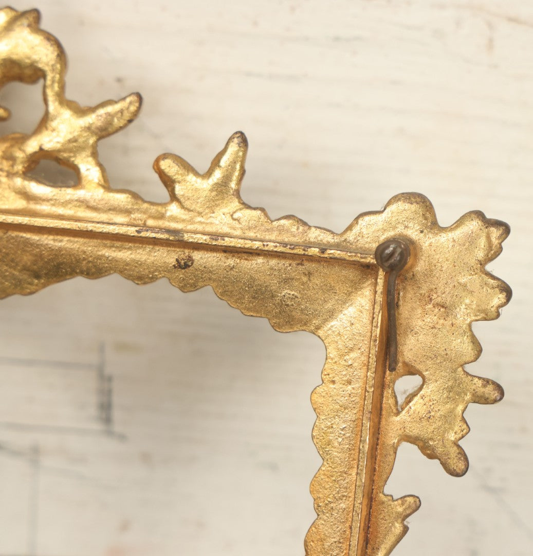 Lot 021 - Antique Brass Ormolu Ornate Rococo Baroque Picture Frame, No Glass In Frame, Overall Dimensions 9-1/2"W x 15-3/8"H, Frame Will Accept 7"W x 10"H