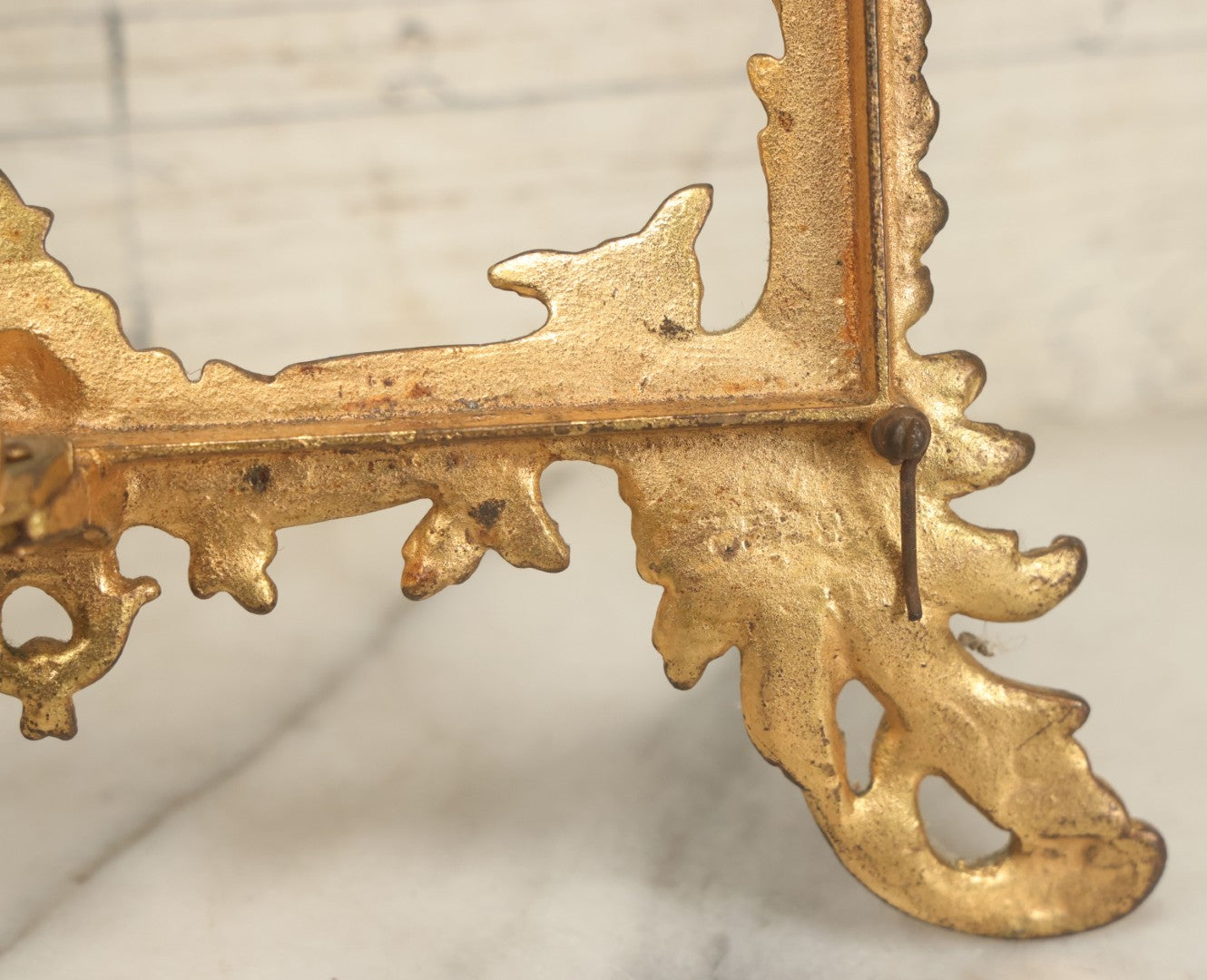 Lot 021 - Antique Brass Ormolu Ornate Rococo Baroque Picture Frame, No Glass In Frame, Overall Dimensions 9-1/2"W x 15-3/8"H, Frame Will Accept 7"W x 10"H