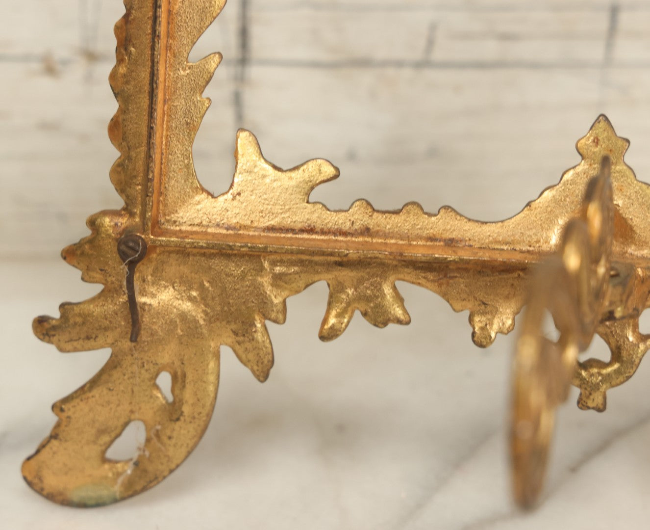 Lot 021 - Antique Brass Ormolu Ornate Rococo Baroque Picture Frame, No Glass In Frame, Overall Dimensions 9-1/2"W x 15-3/8"H, Frame Will Accept 7"W x 10"H