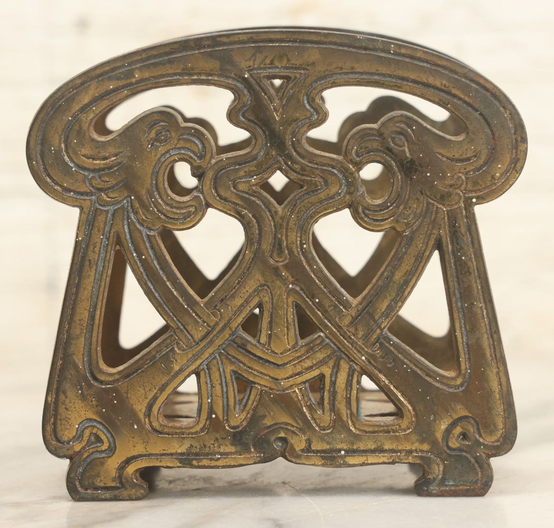Lot 024 - Antique Cast Brass Art Deco Napkin Or Letter Holder With Griffin Motif