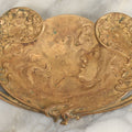 Lot 025 - Antique Cast Brass Art Nouveau Trinket Tray With Blissful Woman In Profile, Long Flowing Hair