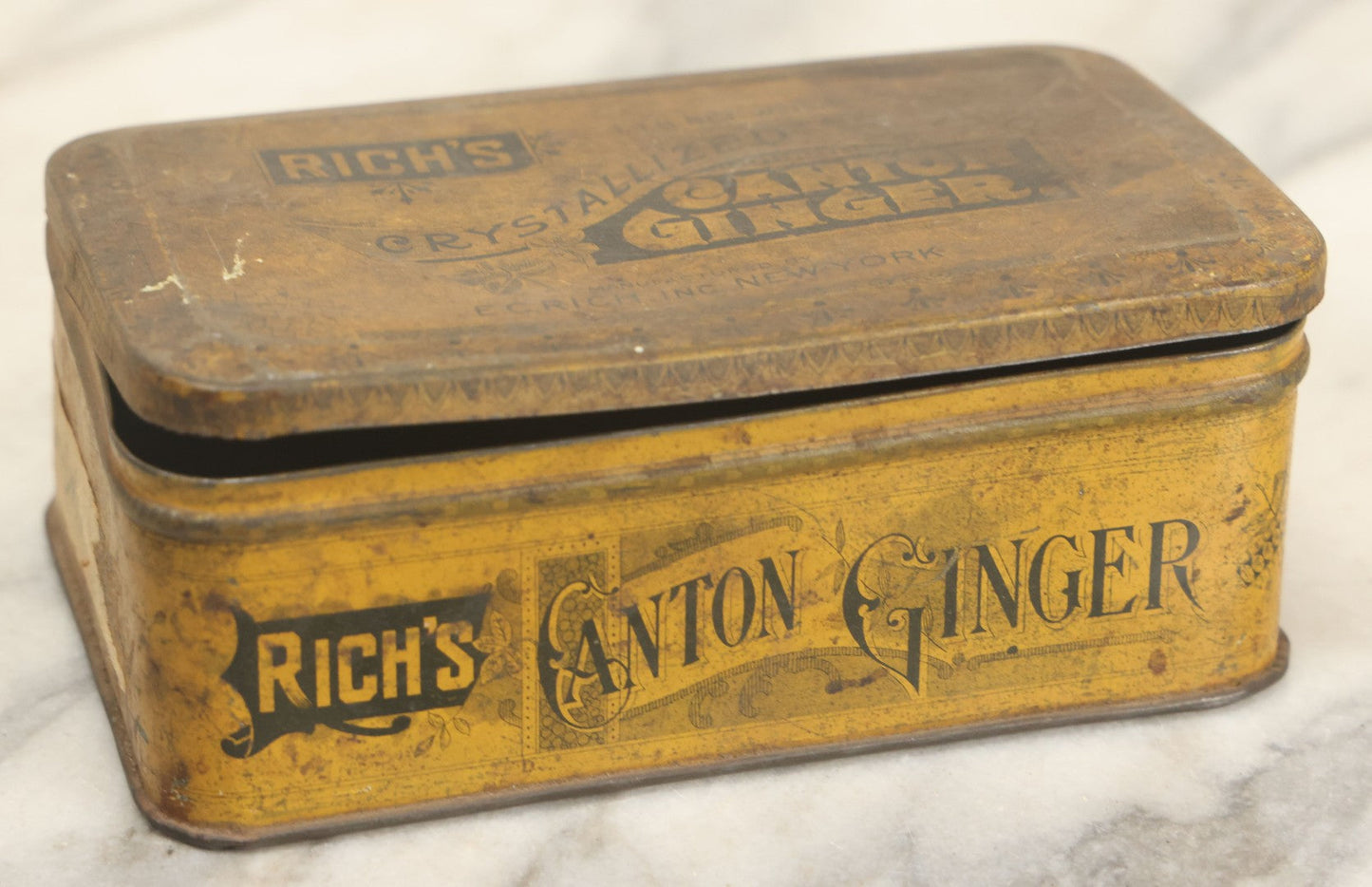 Lot 029 - Antique Rich's Crystallized Canton Ginger Tin, Manufactured By E.C. Rich, Inc., New York
