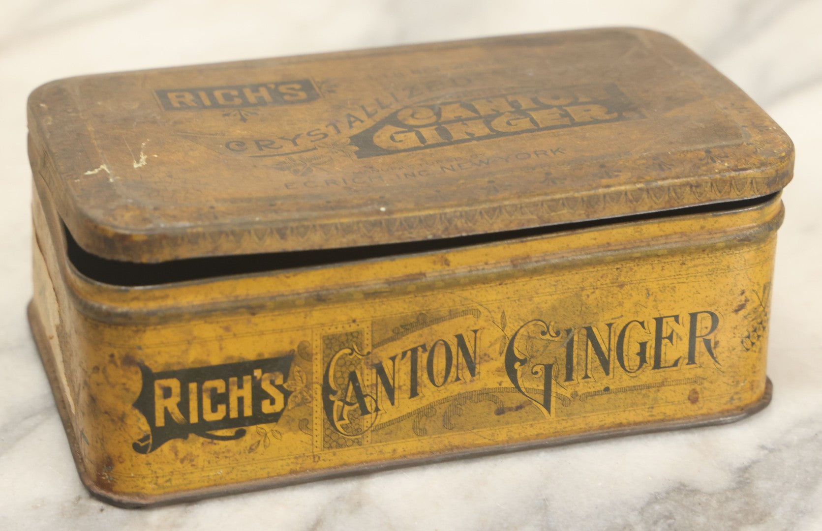 Lot 029 - Antique Rich's Crystallized Canton Ginger Tin, Manufactured By E.C. Rich, Inc., New York