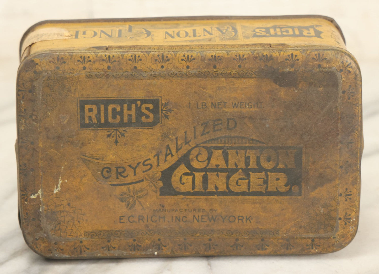 Lot 029 - Antique Rich's Crystallized Canton Ginger Tin, Manufactured By E.C. Rich, Inc., New York